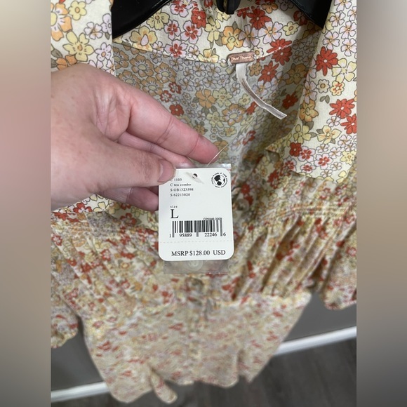 Free People NEW Women's Floral Bonnie Mini Dress in Tea Combo Size Large‎ - Picture 4 of 6